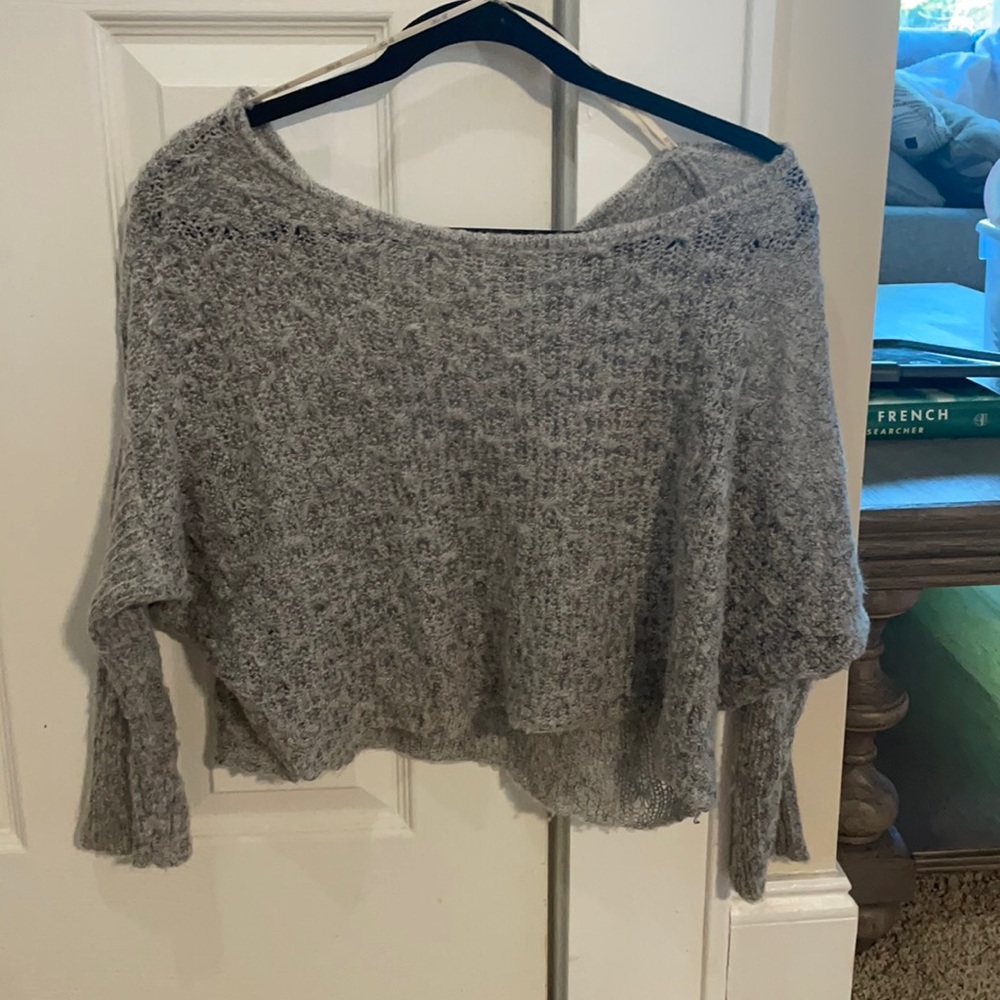 Heather grey off the shoulder light sweater